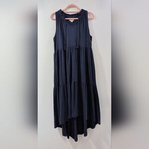 Plume Navy Blue Flowy Layered Sleeveless Sundress